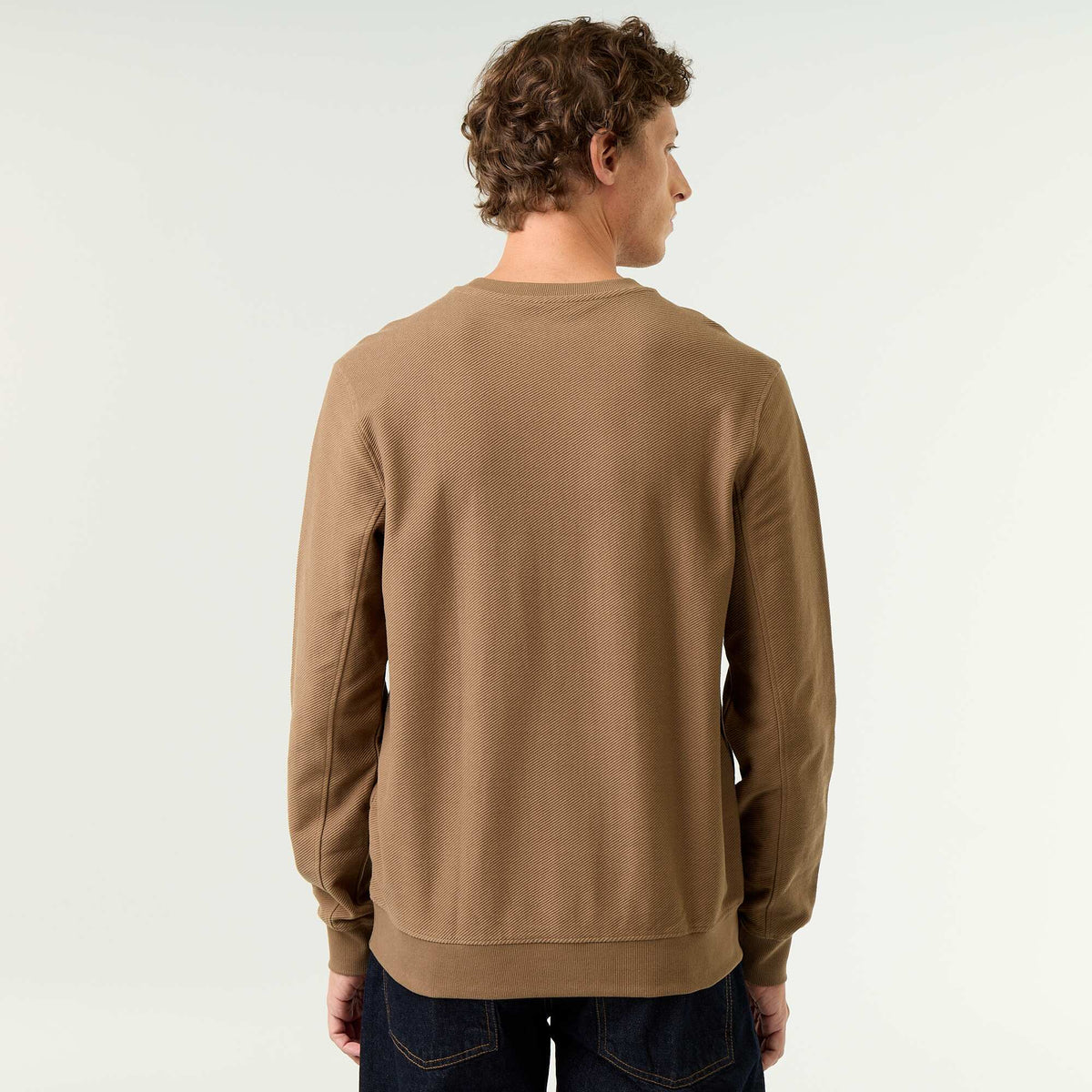 Ribbed Fine-Gauge Knit Sweater BROWN