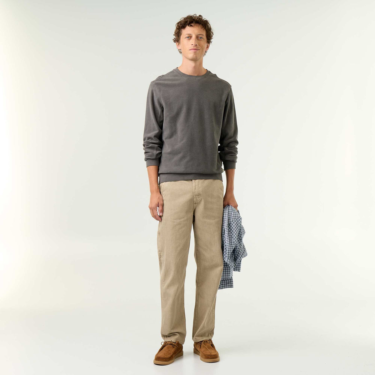 Ribbed Fine-Gauge Knit Sweater GREY