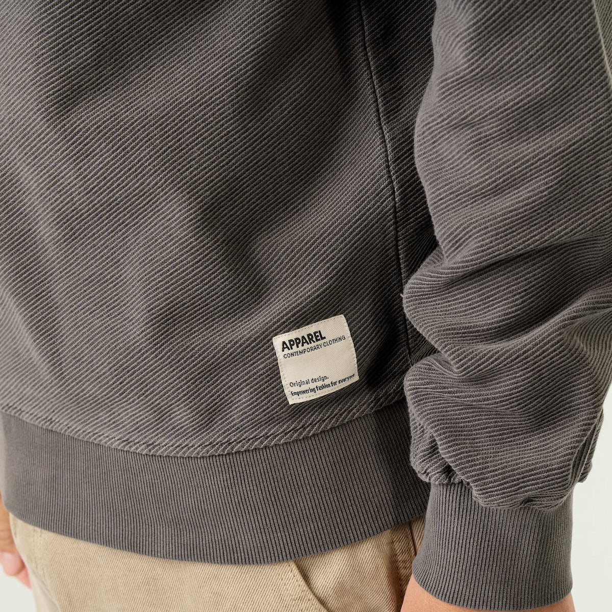 Ribbed Fine-Gauge Knit Sweater GREY