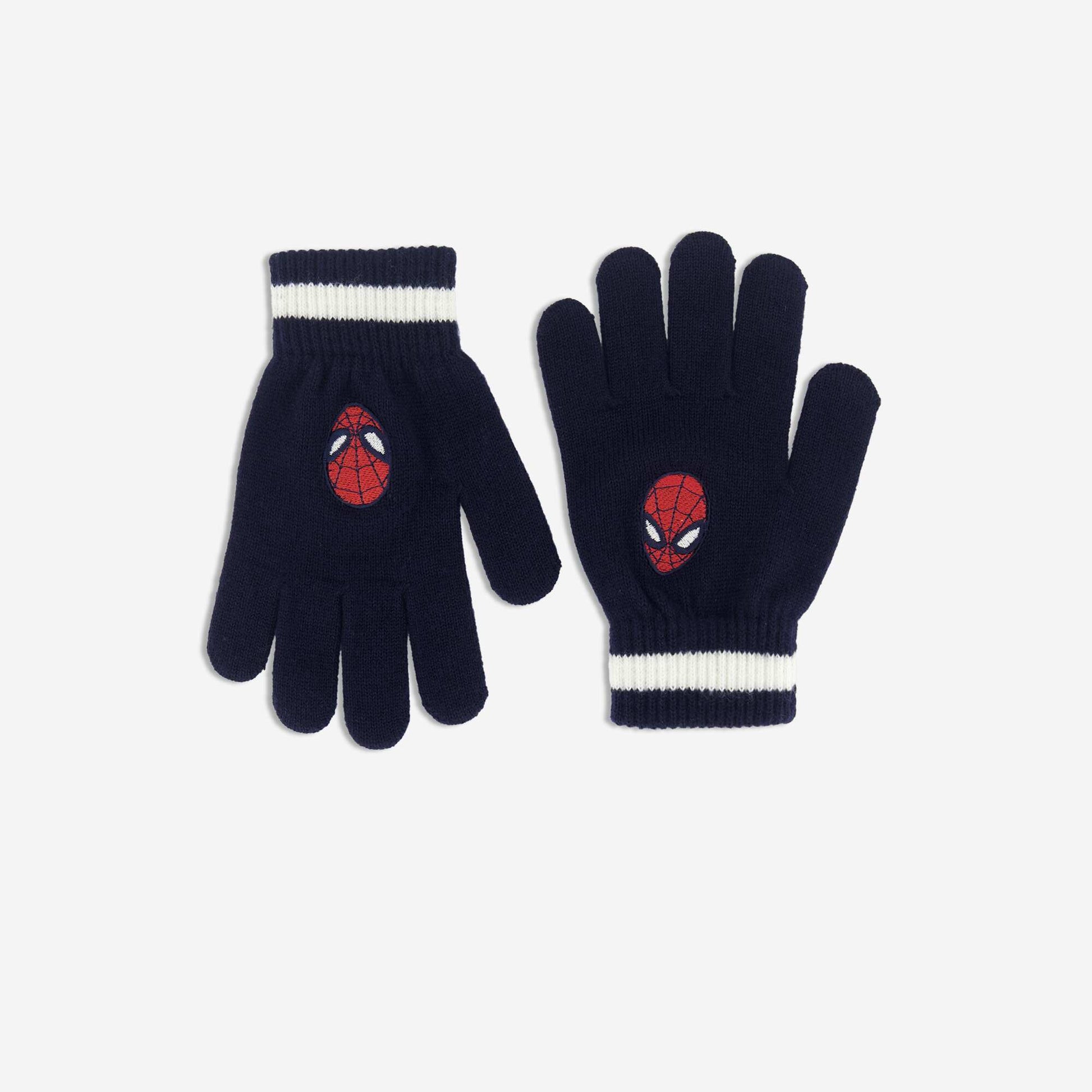 Ribbed knit 'Spiderman' gloves BLUE