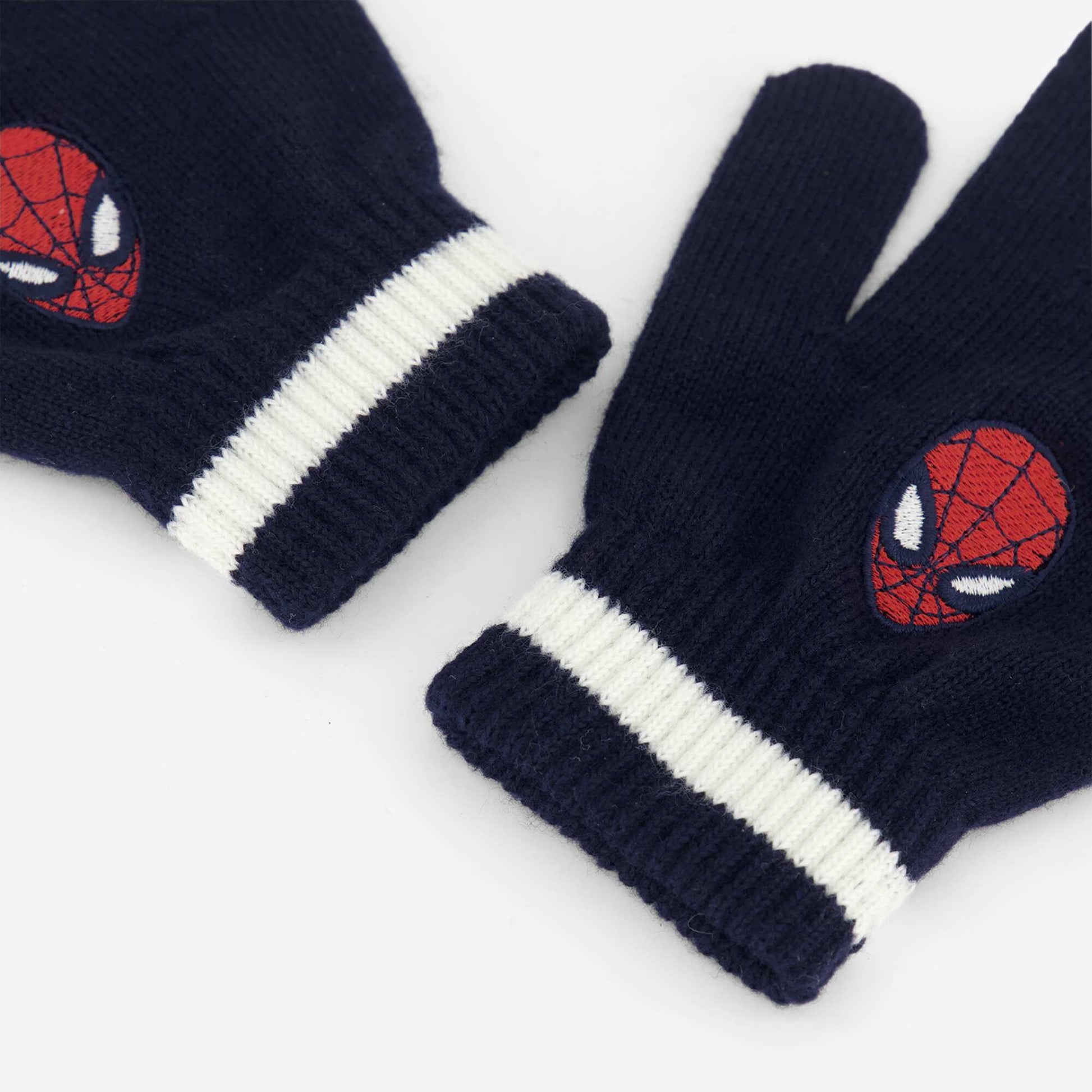 Ribbed knit 'Spiderman' gloves BLUE