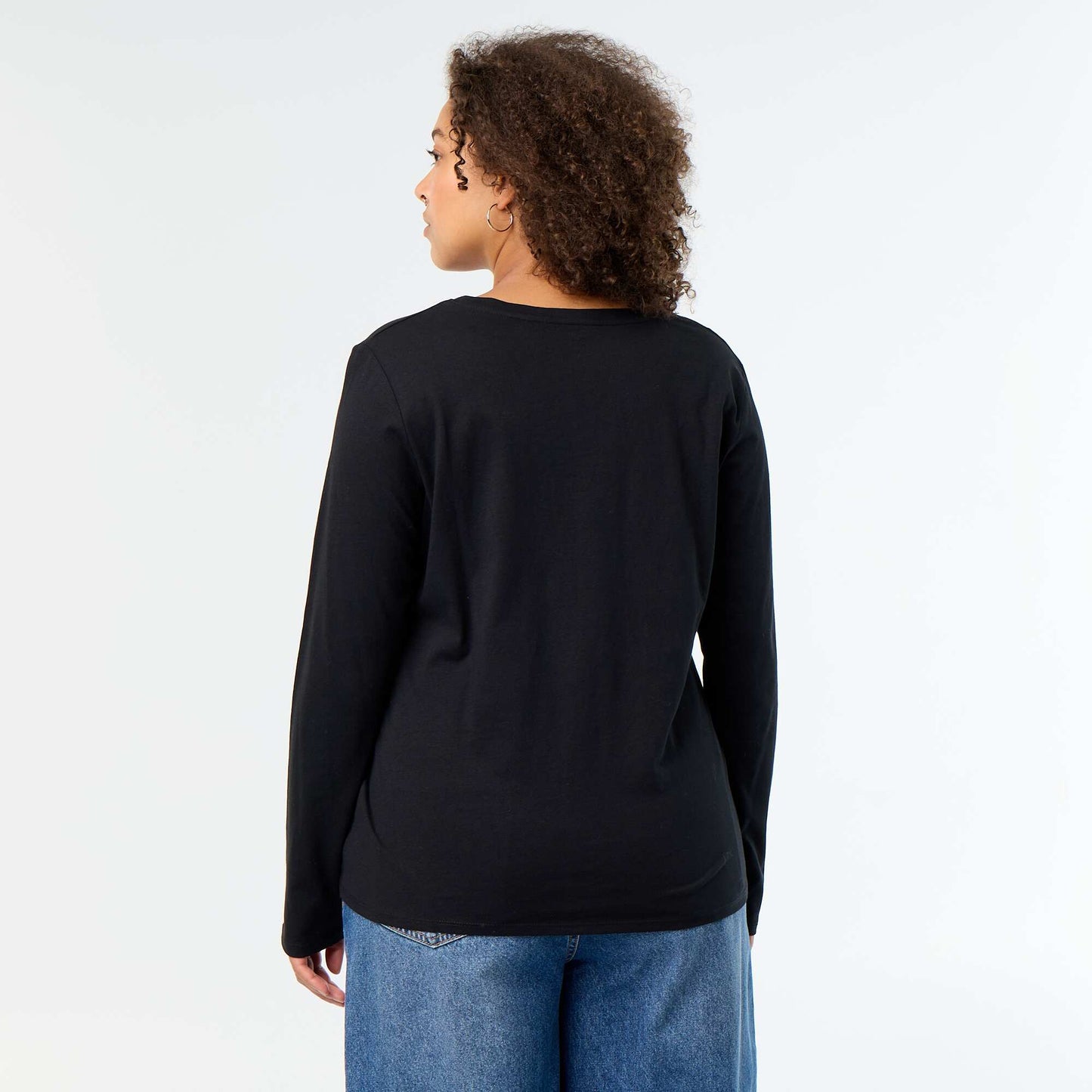 Long-sleeved round neck t-shirt BLACK