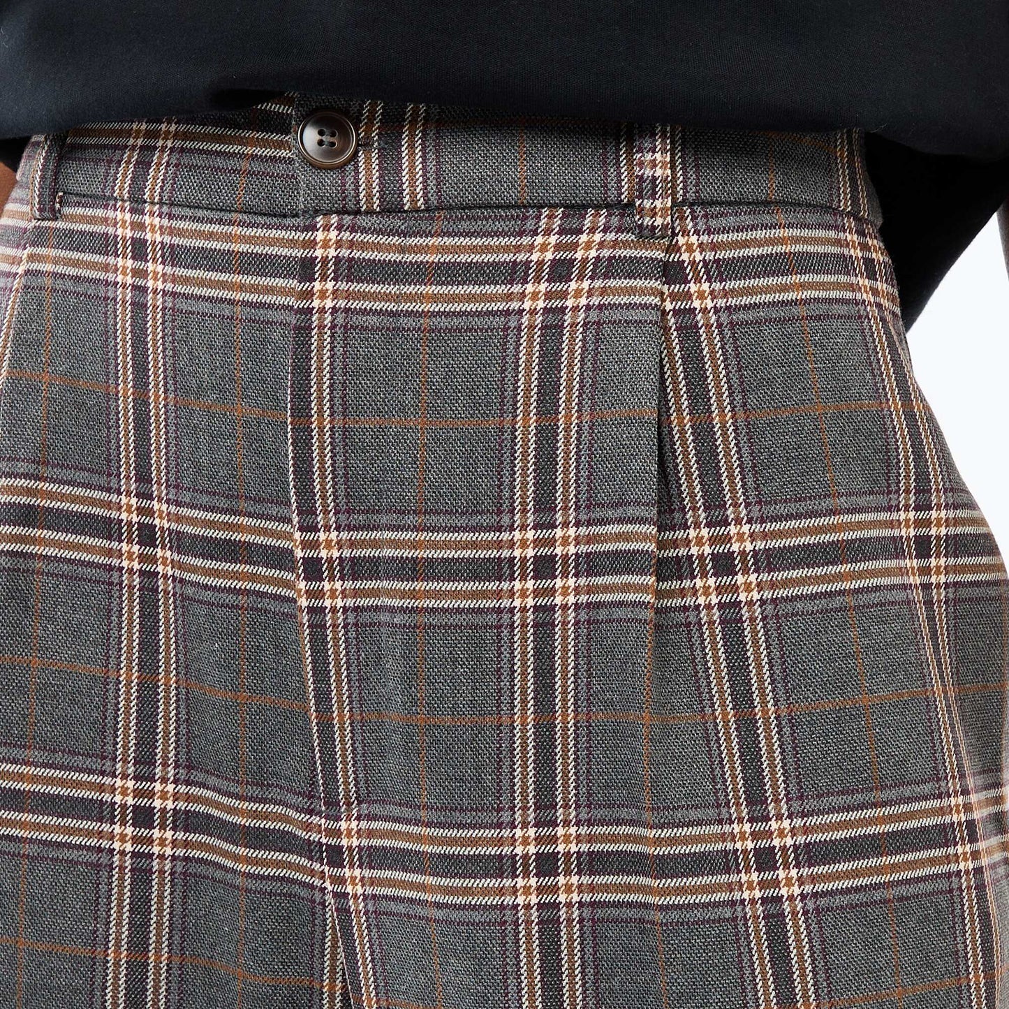 Wide-Leg Checkered Trousers GREY