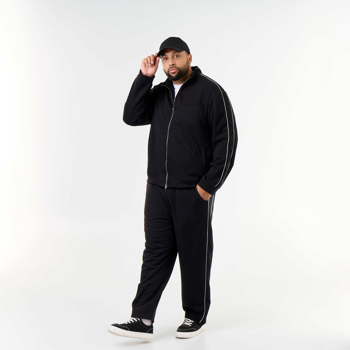 Lightweight fleece zip-up sweatshirt BLACK