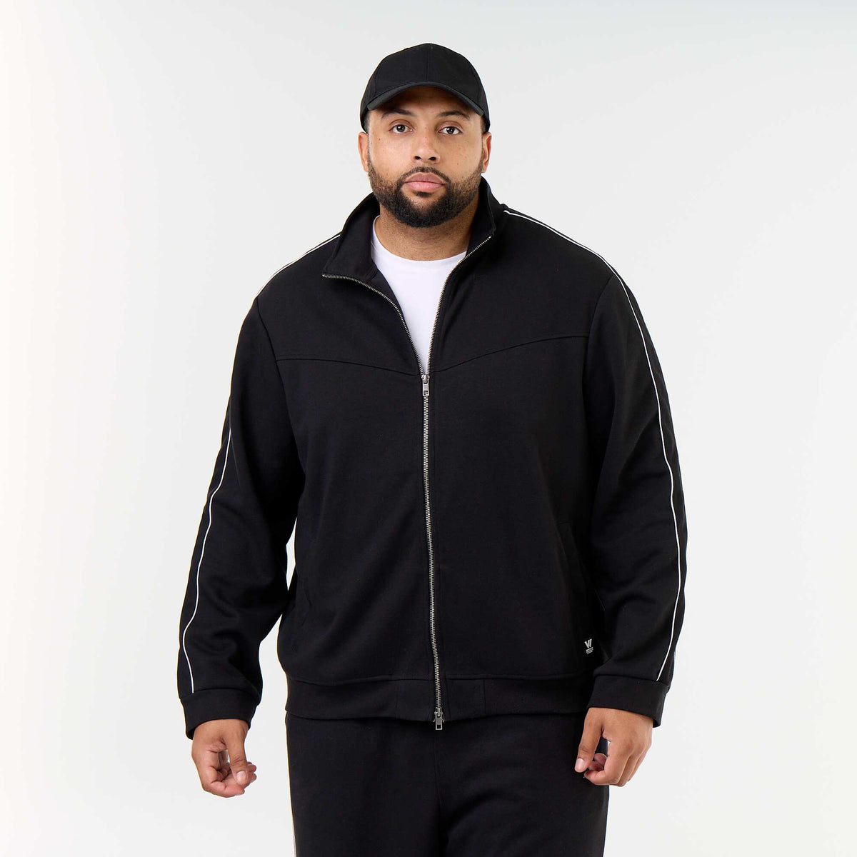 Lightweight fleece zip-up sweatshirt BLACK