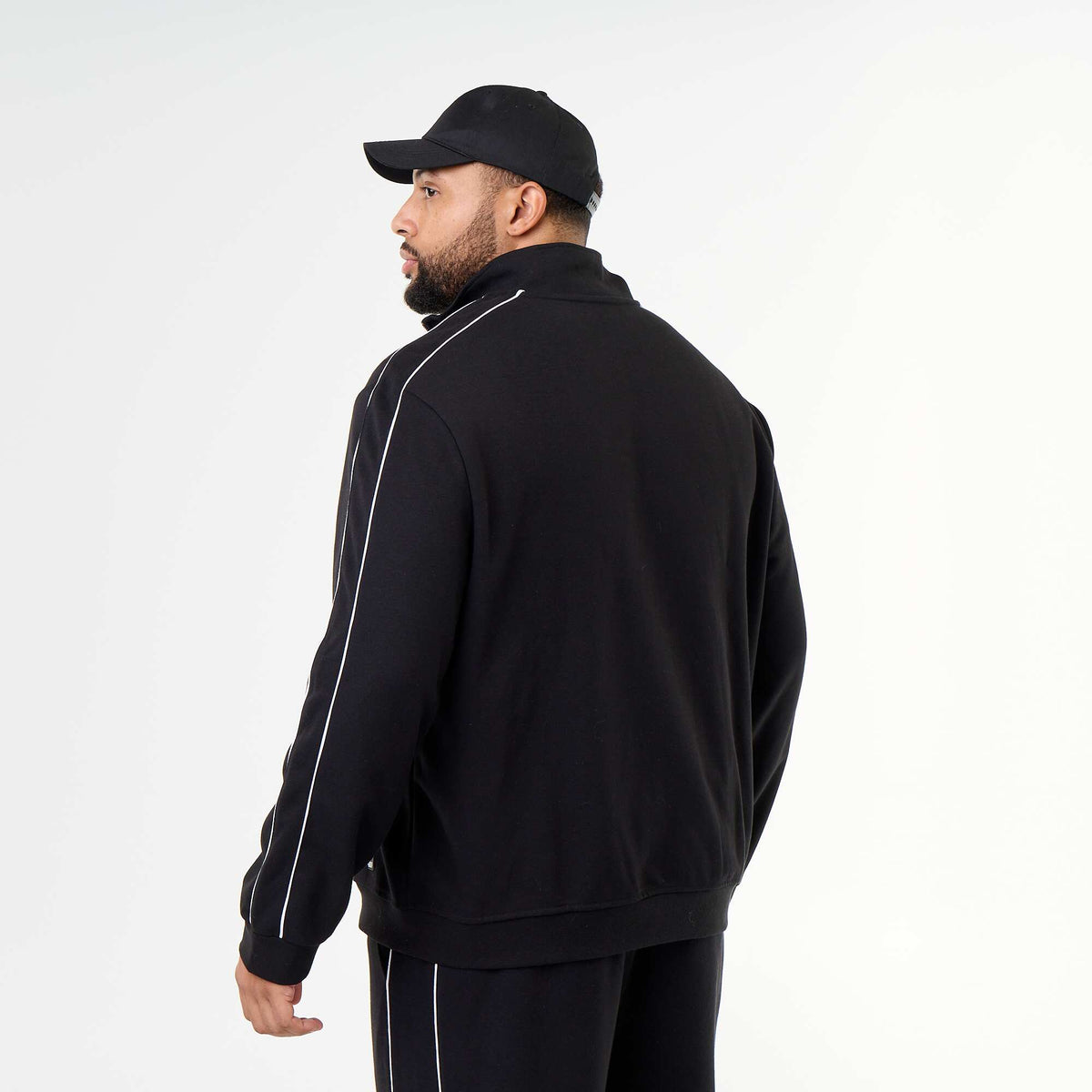 Lightweight fleece zip-up sweatshirt BLACK