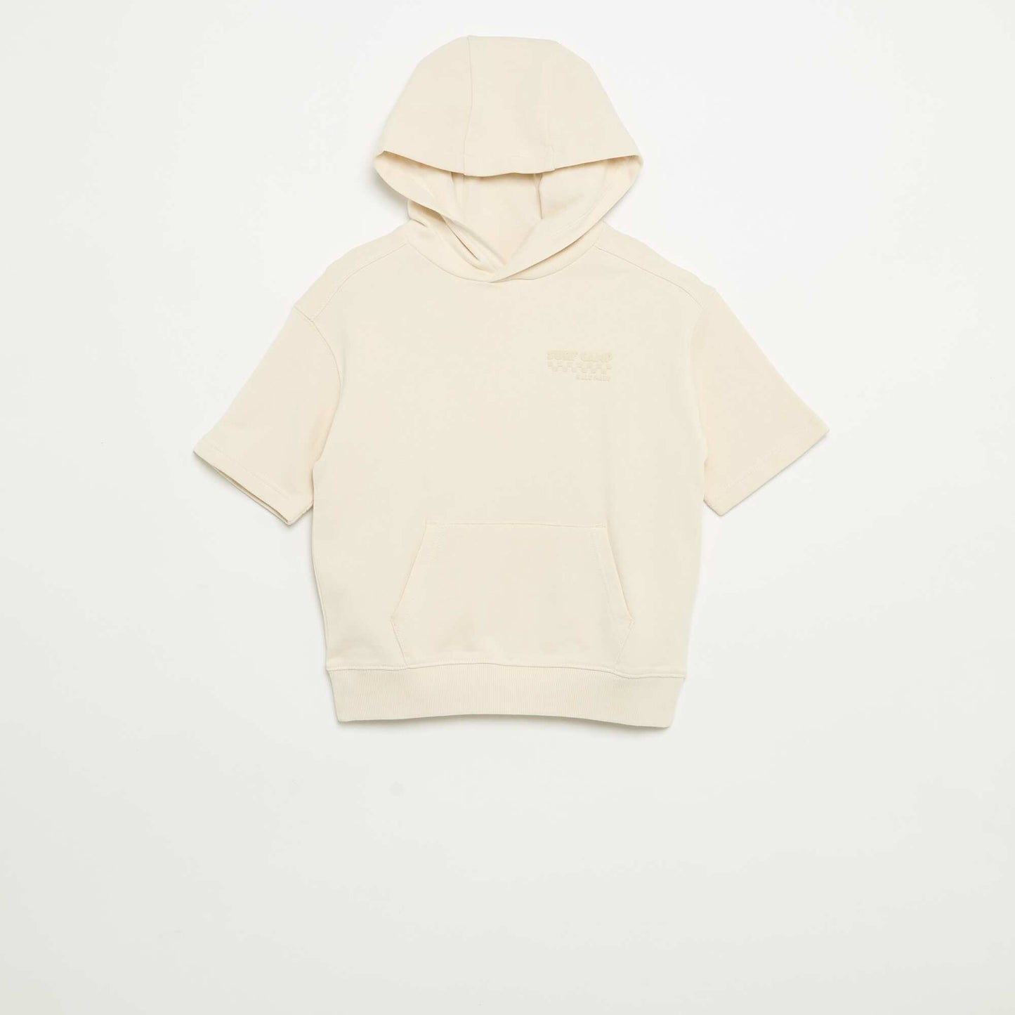 Hooded short-sleeved sweatshirt ECRU