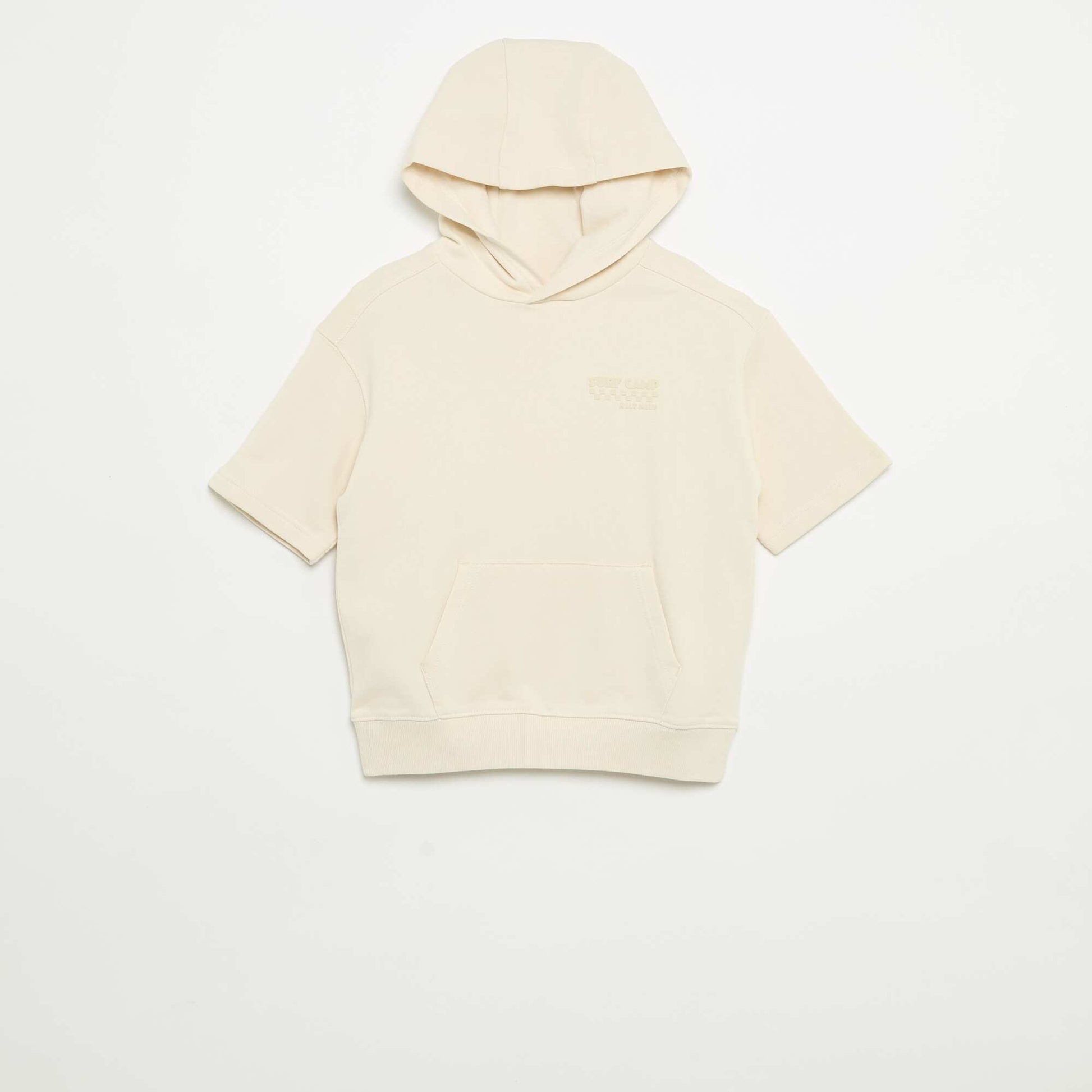 Hooded short-sleeved sweatshirt ECRU