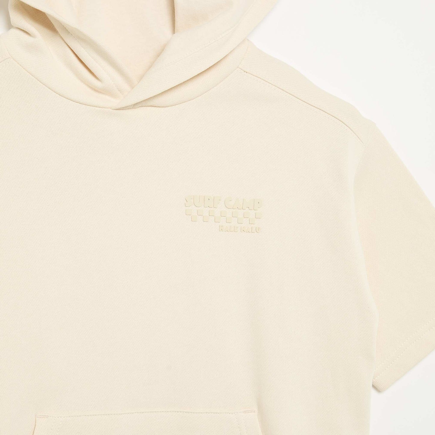 Hooded short-sleeved sweatshirt ECRU