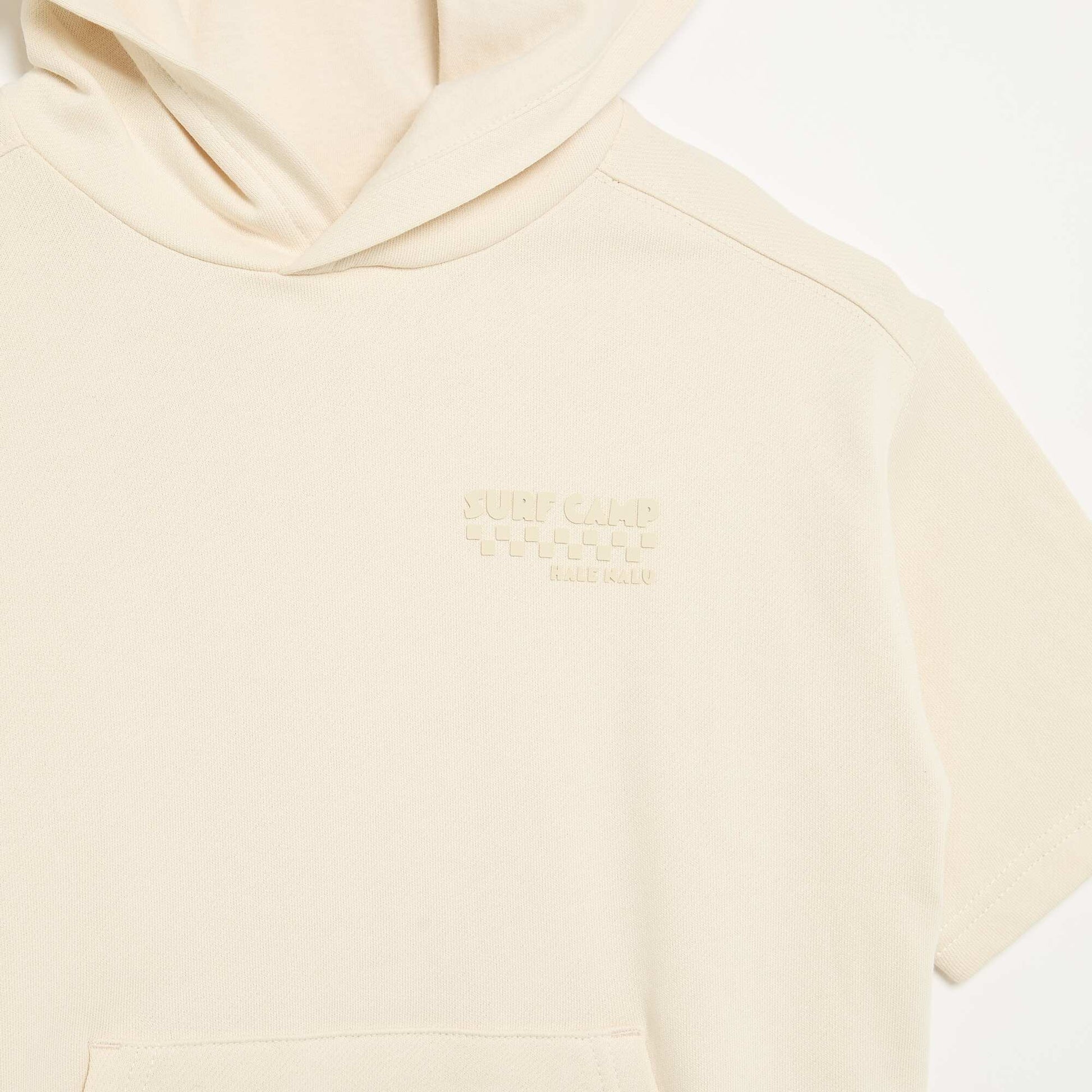 Hooded short-sleeved sweatshirt ECRU