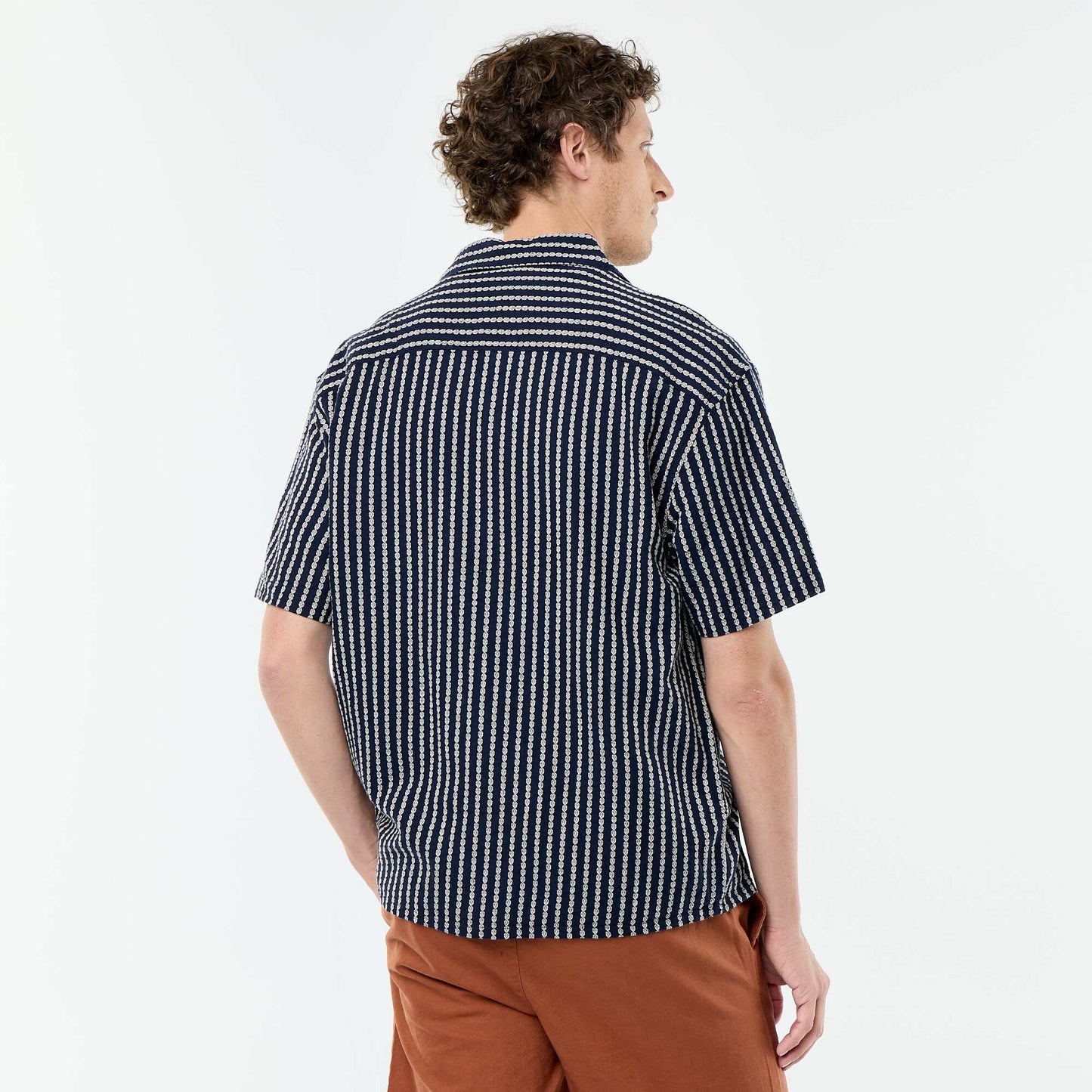 Textured Knit Short-Sleeved Shirt BLUE