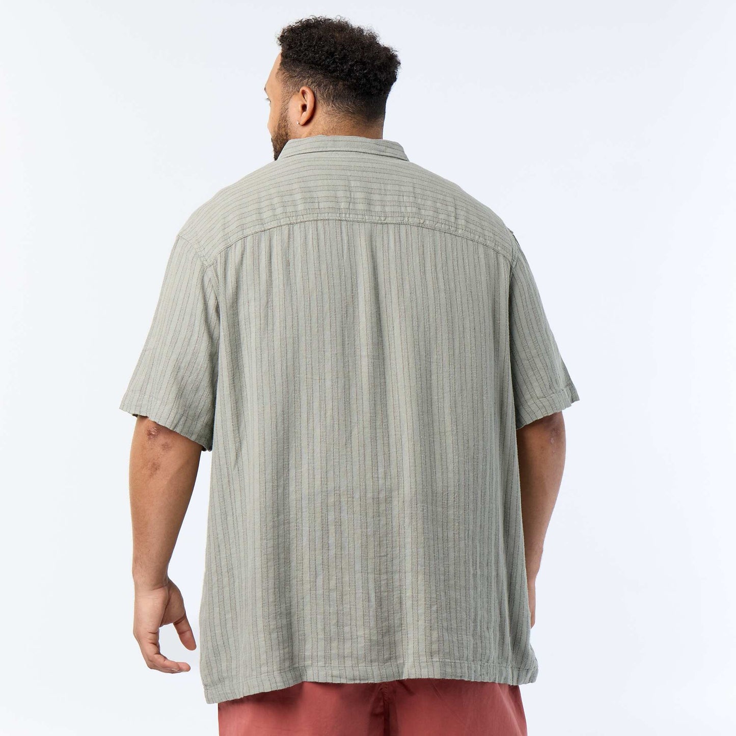 Short-sleeved blended linen shirt KHAKI