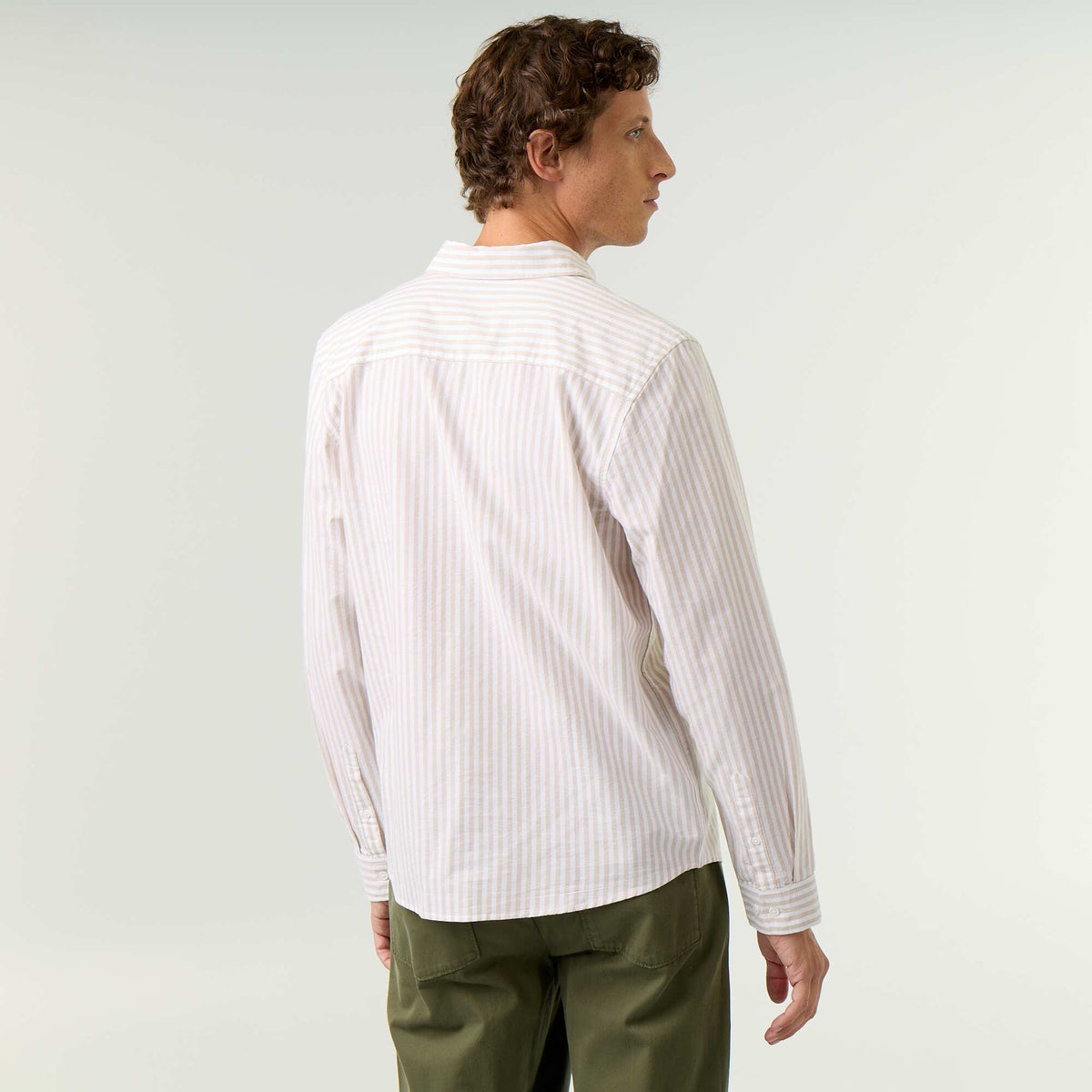 Striped shirt with button-down collar BEIGE