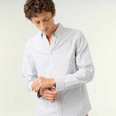 Striped shirt with button-down collar GREEN