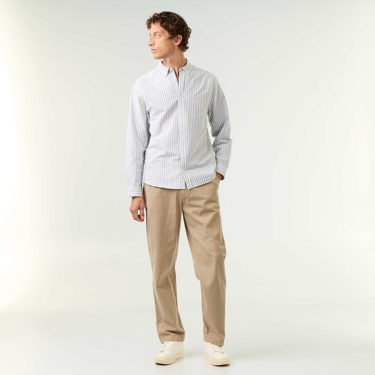 Striped shirt with button-down collar GREEN