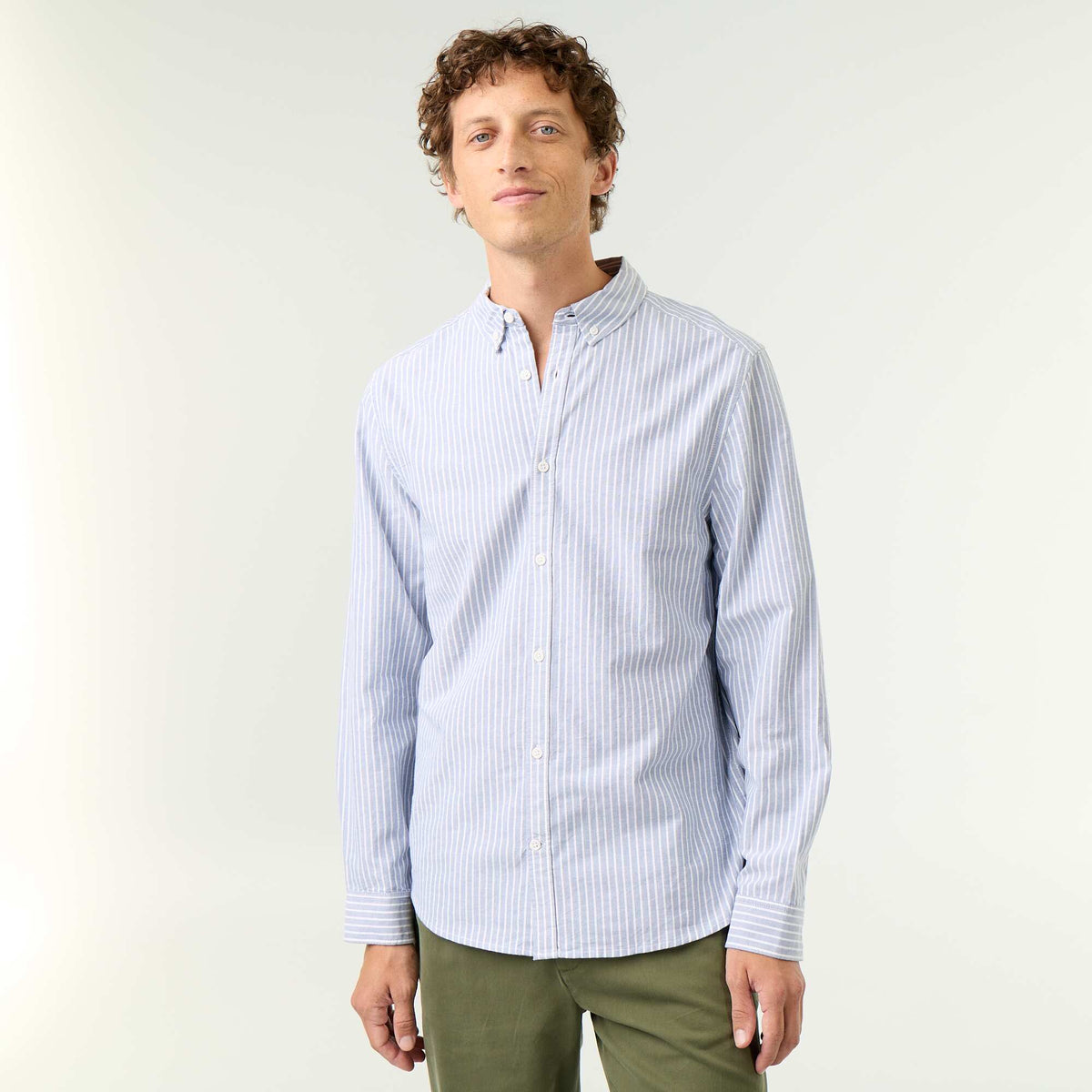 Striped shirt with button-down collar BLUE