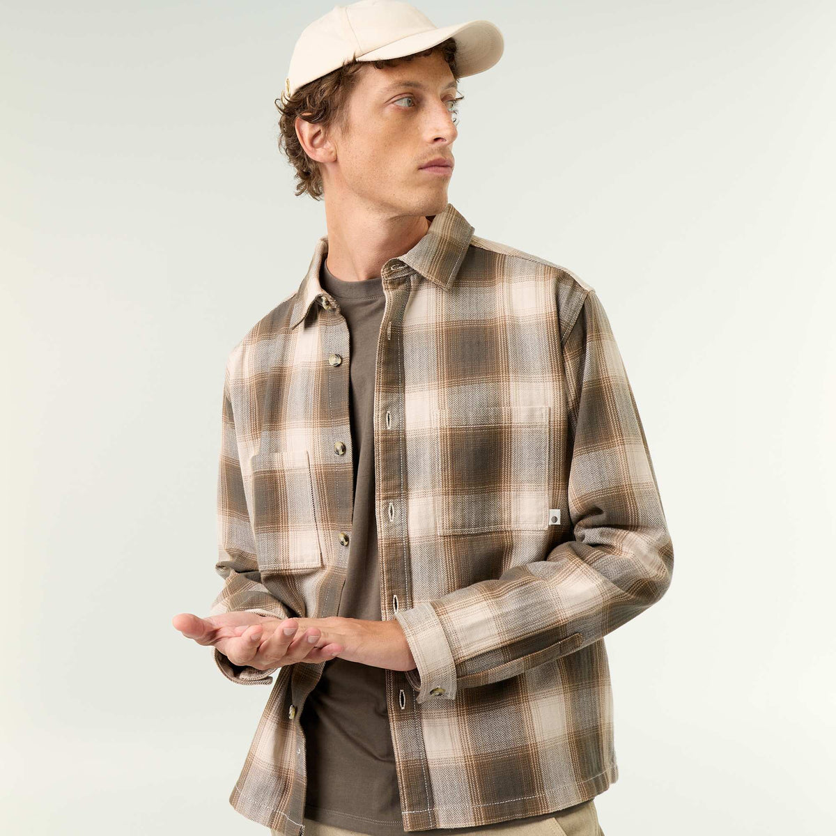 Patterned Overshirt KHAKI