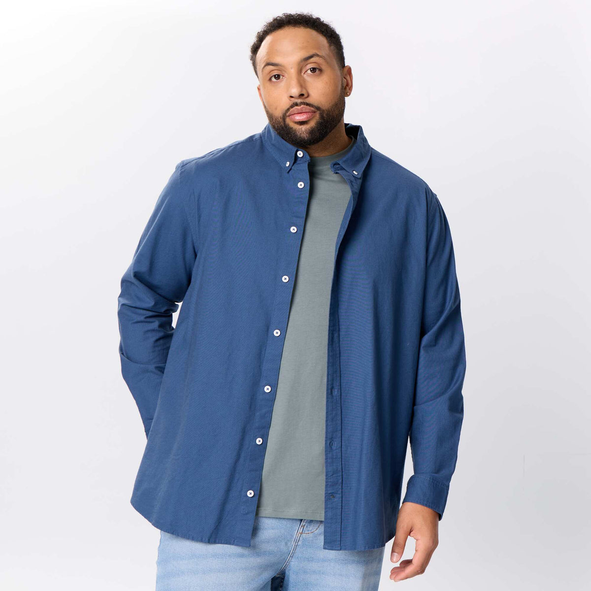 Solid Long-Sleeved Shirt BLUE