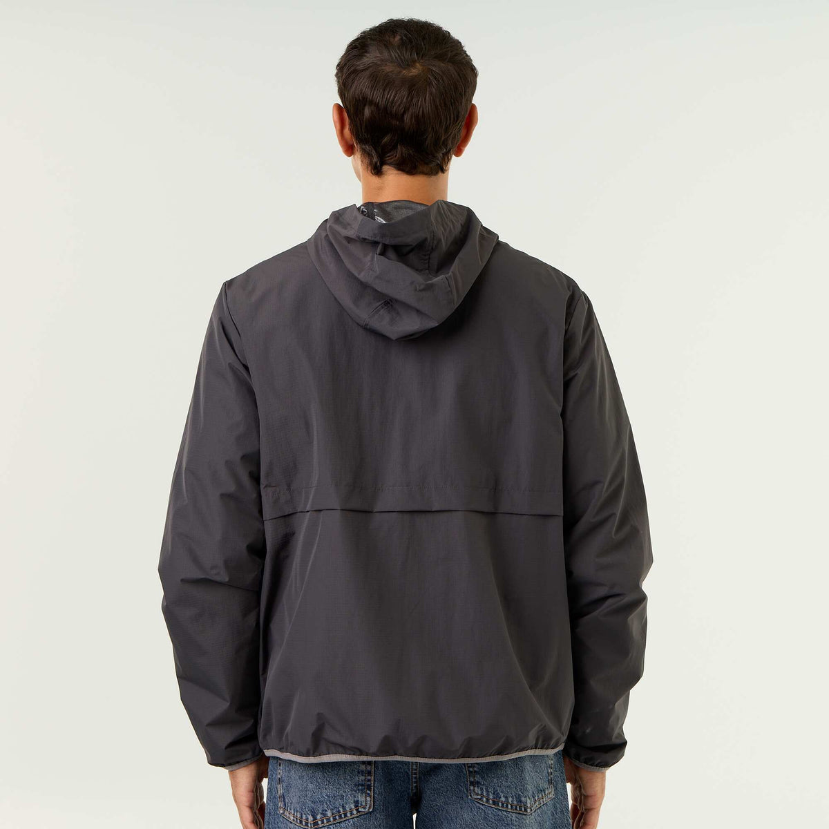 Water-Repellent Hooded Windbreaker Jacket BLACK