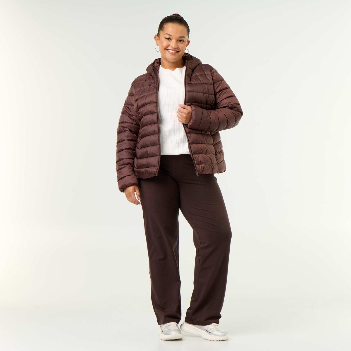 Quilted Hooded Puffer Jacket BROWN