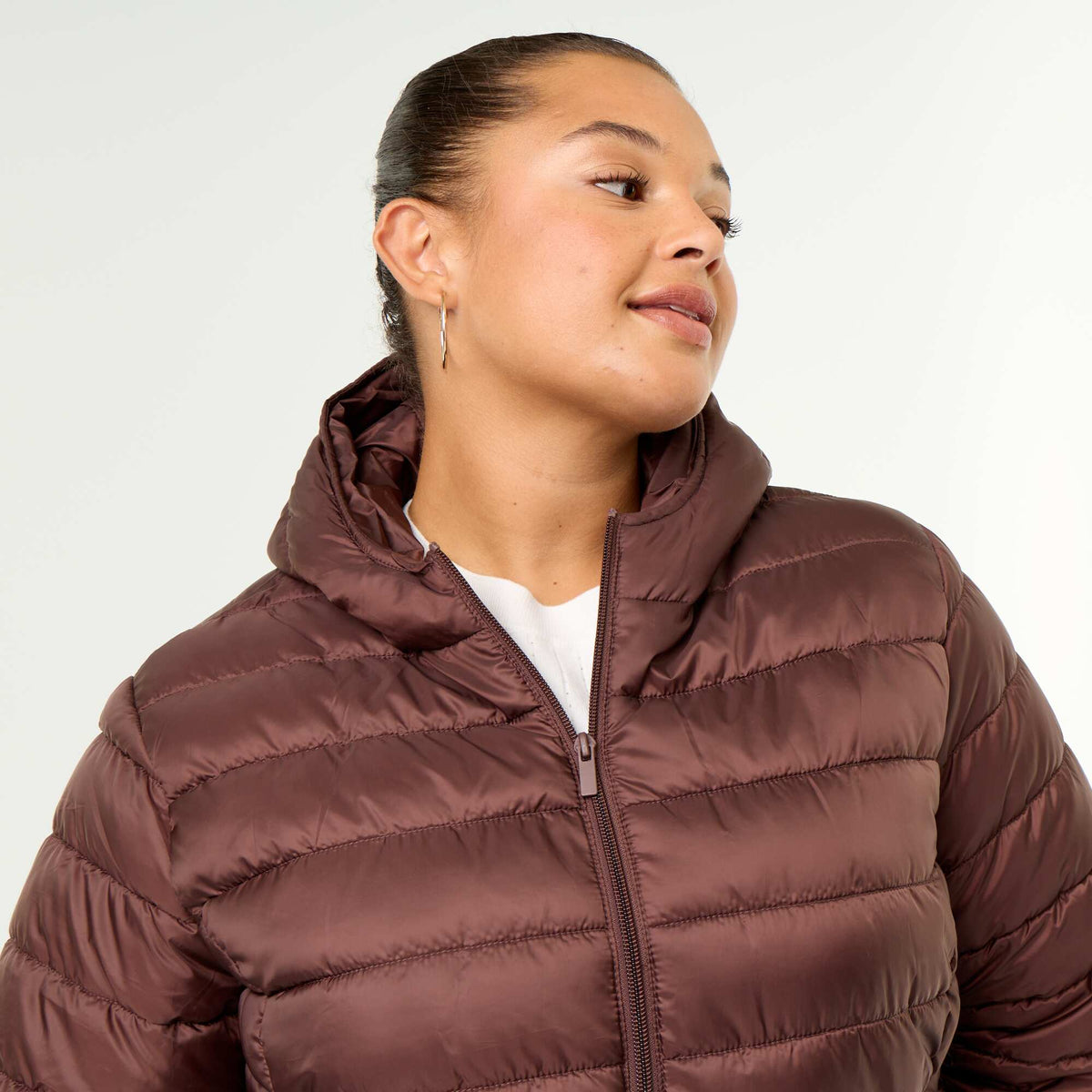 Quilted Hooded Puffer Jacket BROWN