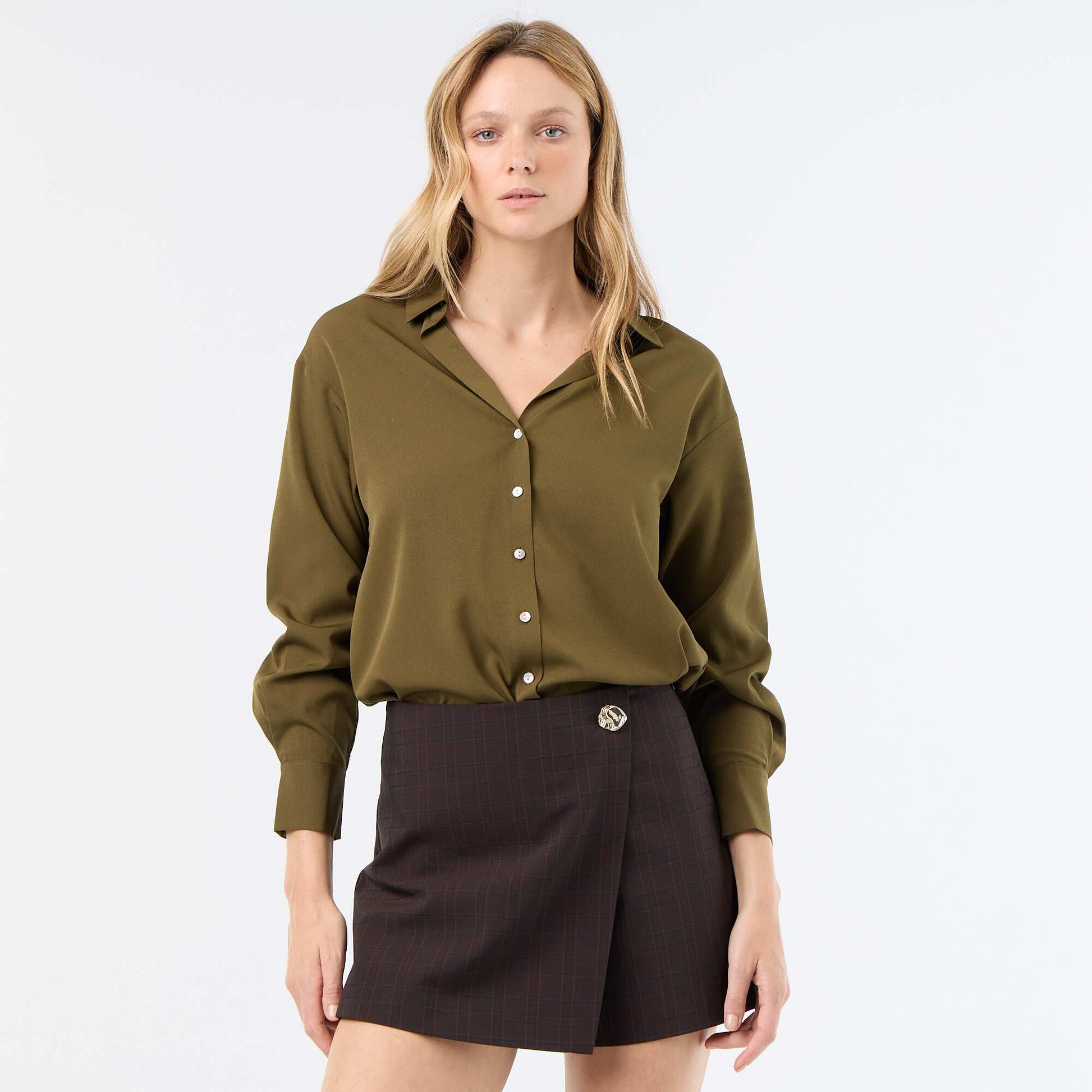 Skort with Decorative Jewel BROWN