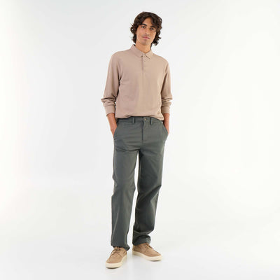 Standard-fit plain chino GREEN