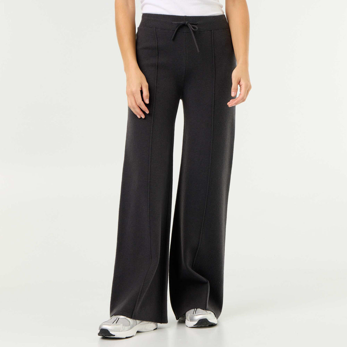 Wide knit trousers BLACK