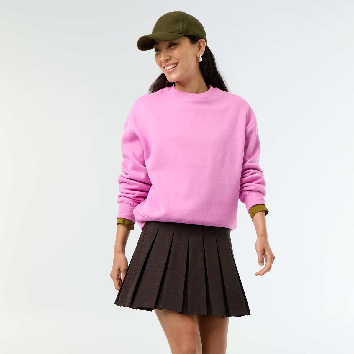Pleated Short Skirt BROWN