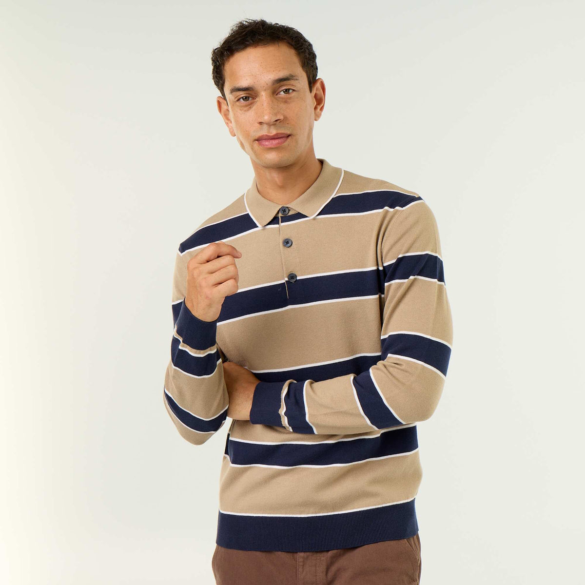 Long-sleeved rugby polo shirt BEIGE