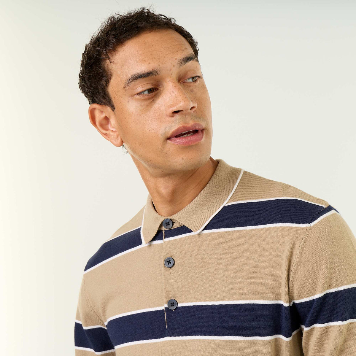 Long-sleeved rugby polo shirt BEIGE