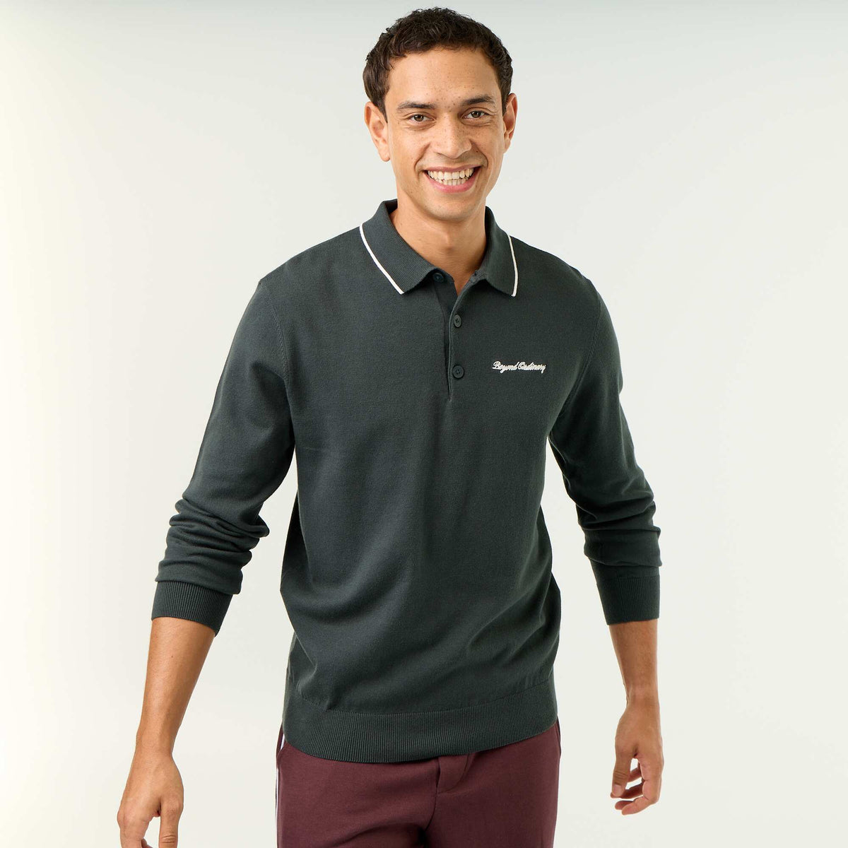Long-sleeved rugby polo shirt GREEN