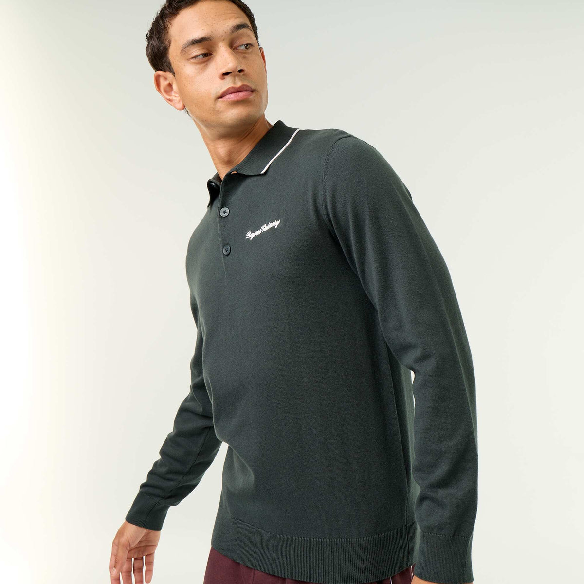 Long-sleeved rugby polo shirt GREEN