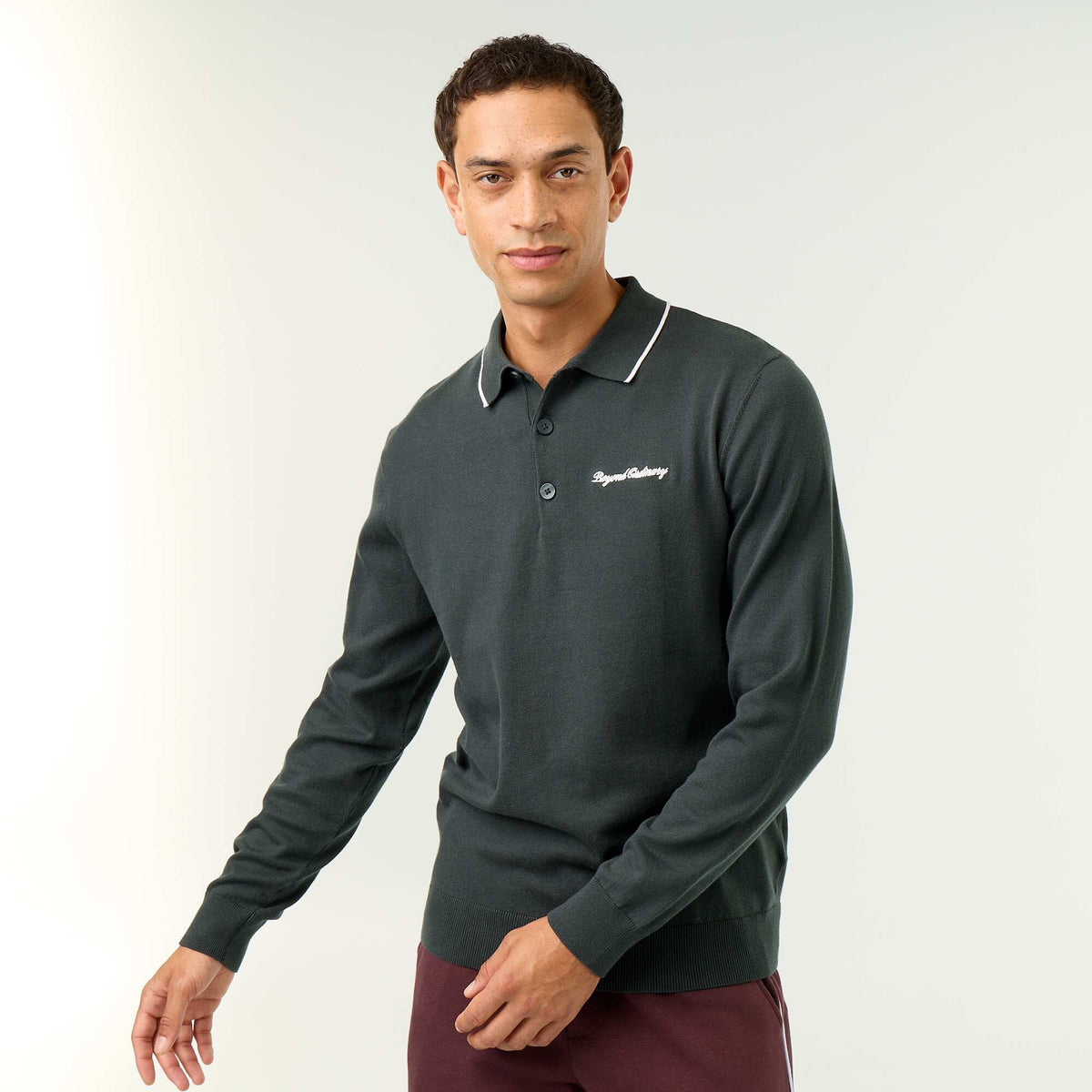 Long-sleeved rugby polo shirt GREEN