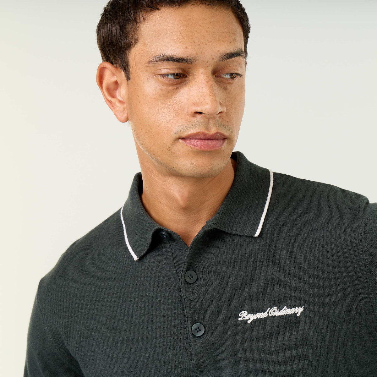 Long-sleeved rugby polo shirt GREEN