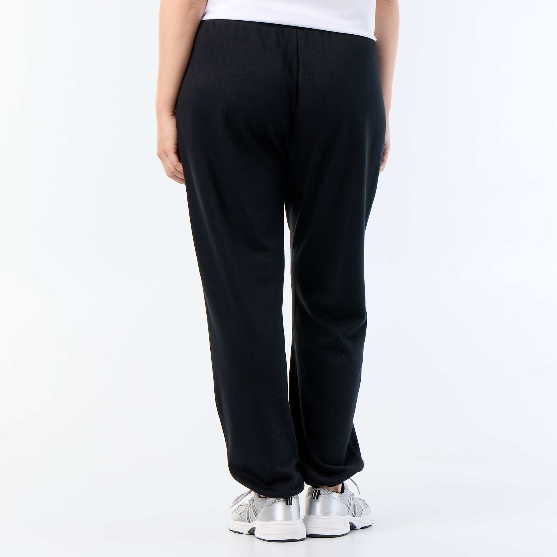 French terry jogging bottoms BLACK