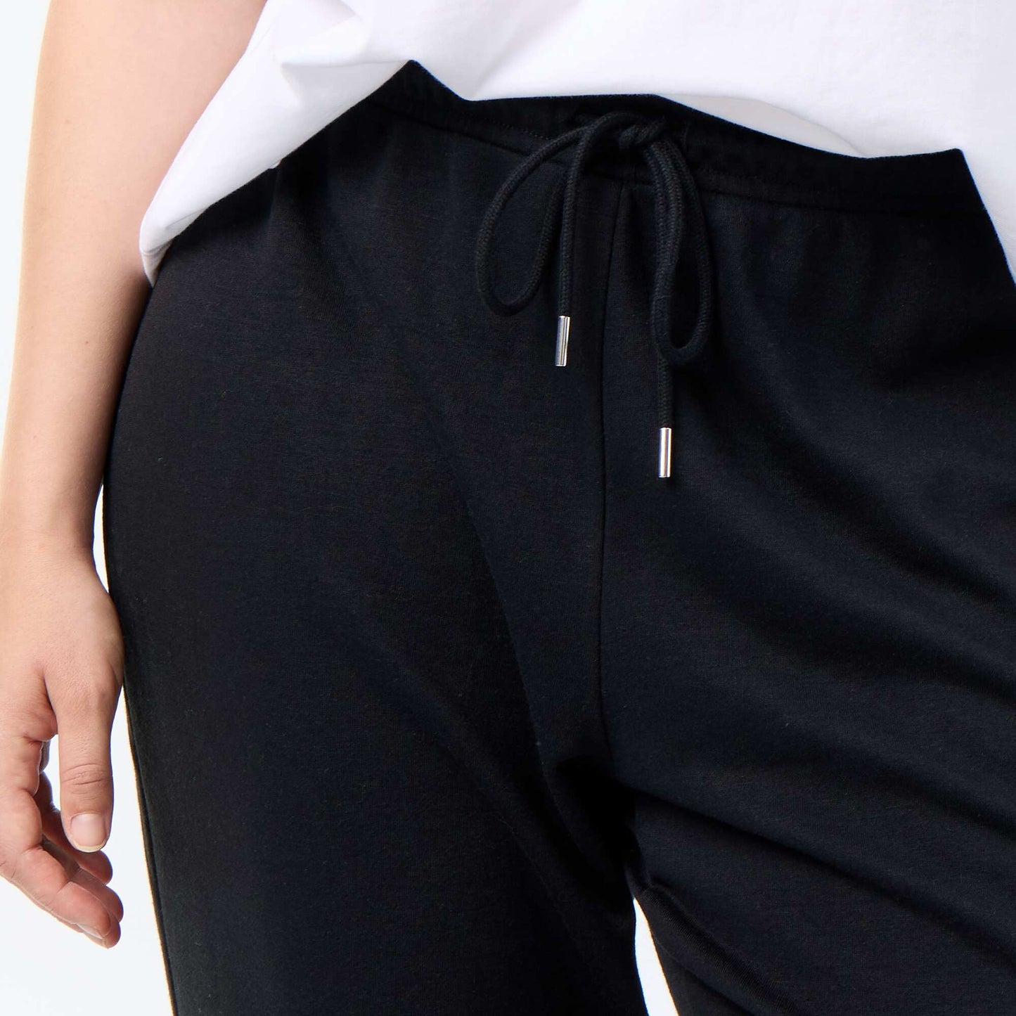 French terry jogging bottoms BLACK