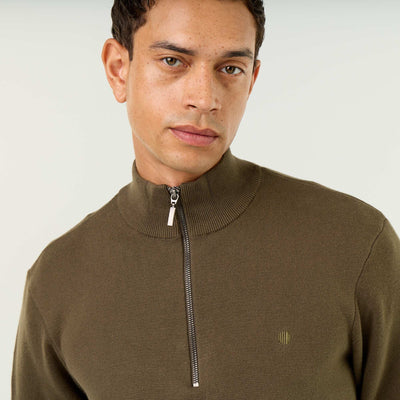 Zipped High-Neck Sweater KHAKI