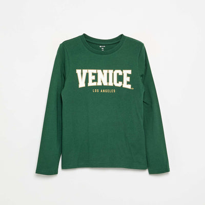 Long-sleeved printed T-shirt GREEN