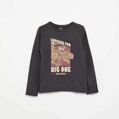 Long-sleeved printed T-shirt GREY