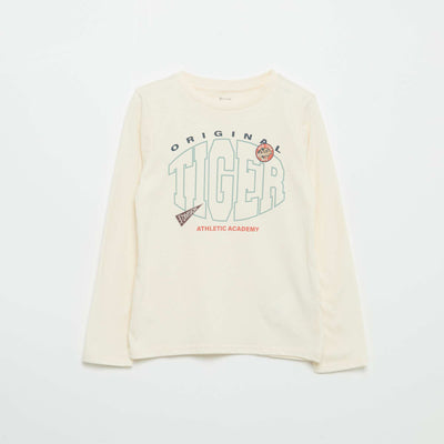 Long-sleeved printed T-shirt WHITE