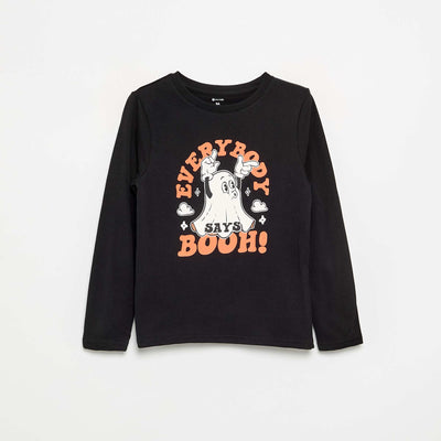 Long-sleeved printed T-shirt BLACK