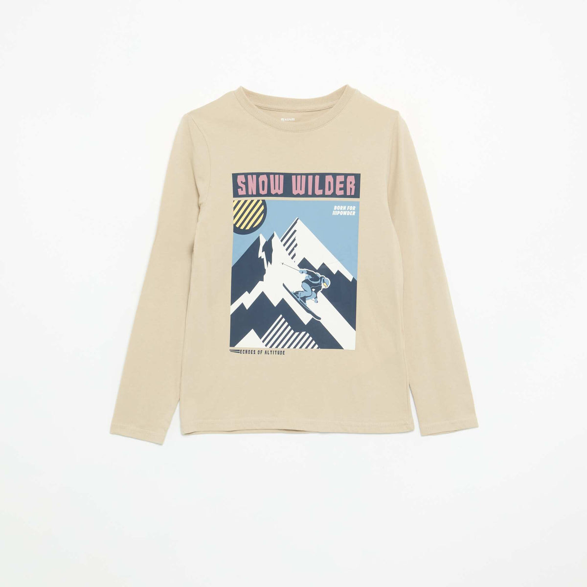 Long-sleeved printed T-shirt BEIGE