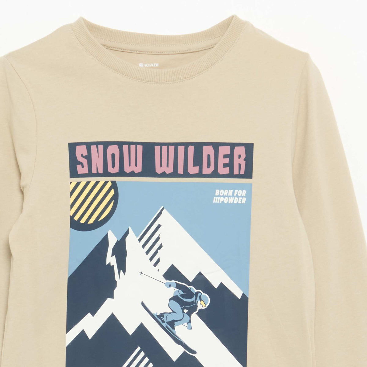 Long-sleeved printed T-shirt BEIGE