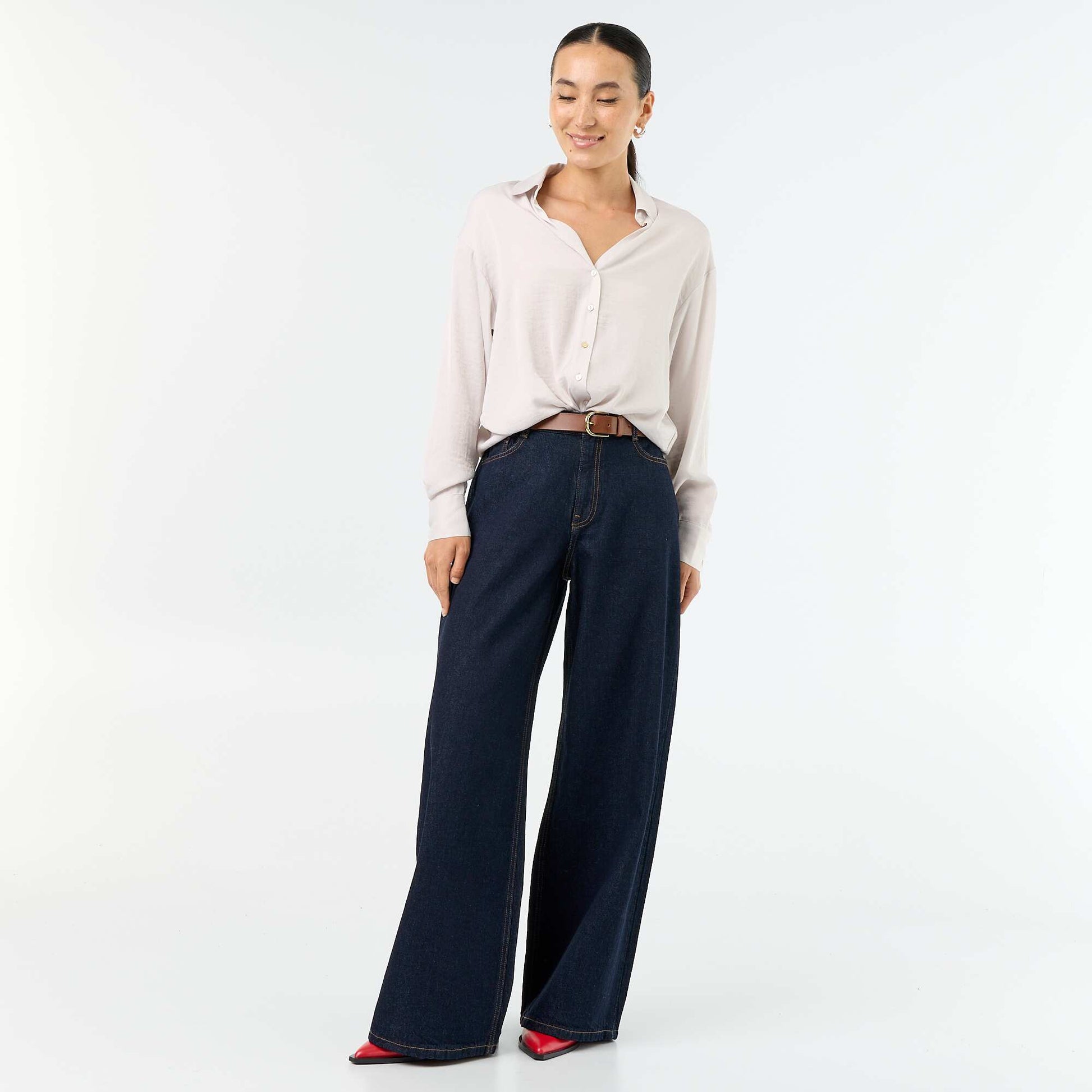 Solid Satin Blouse GREY