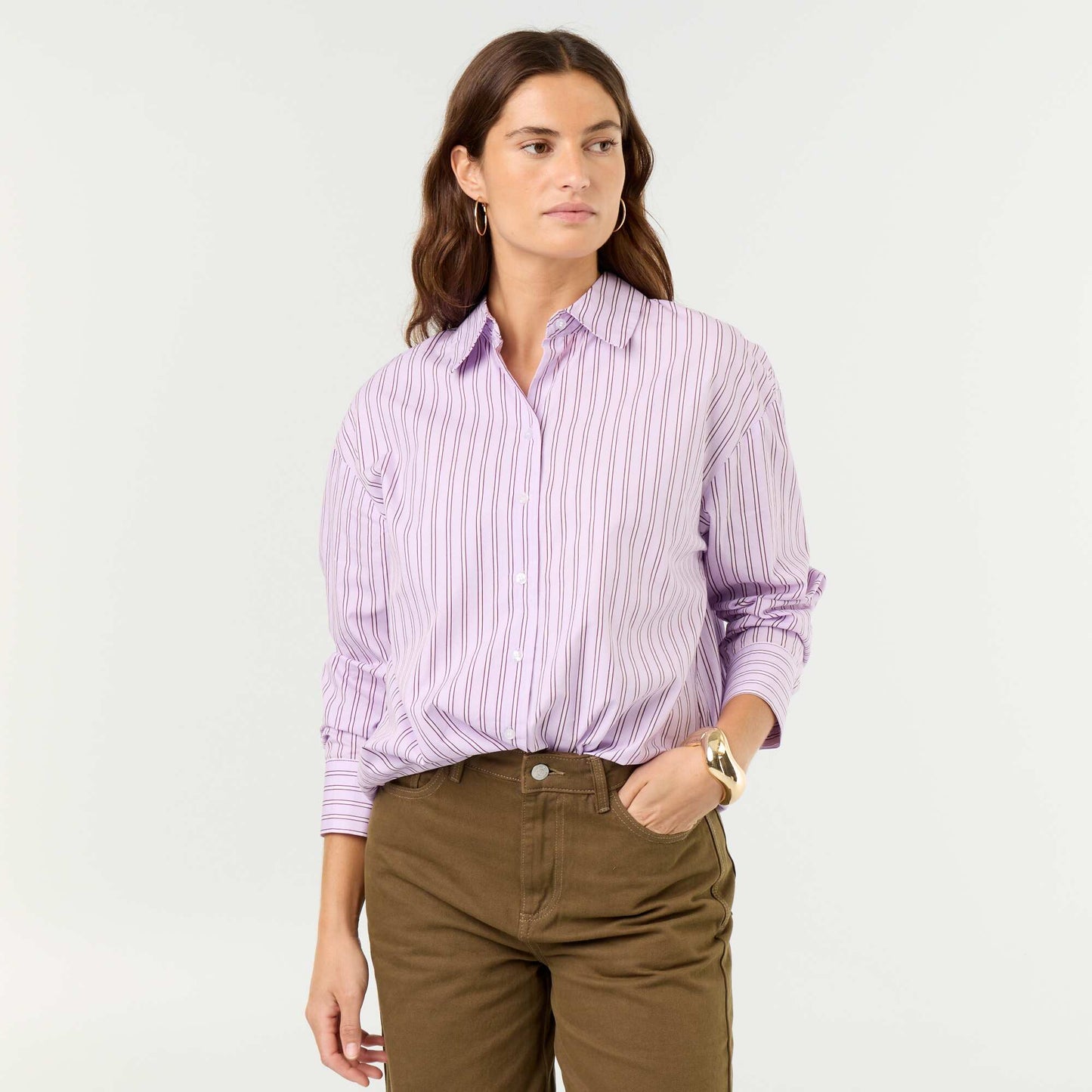 Striped Long-Sleeved Shirt PURPLE