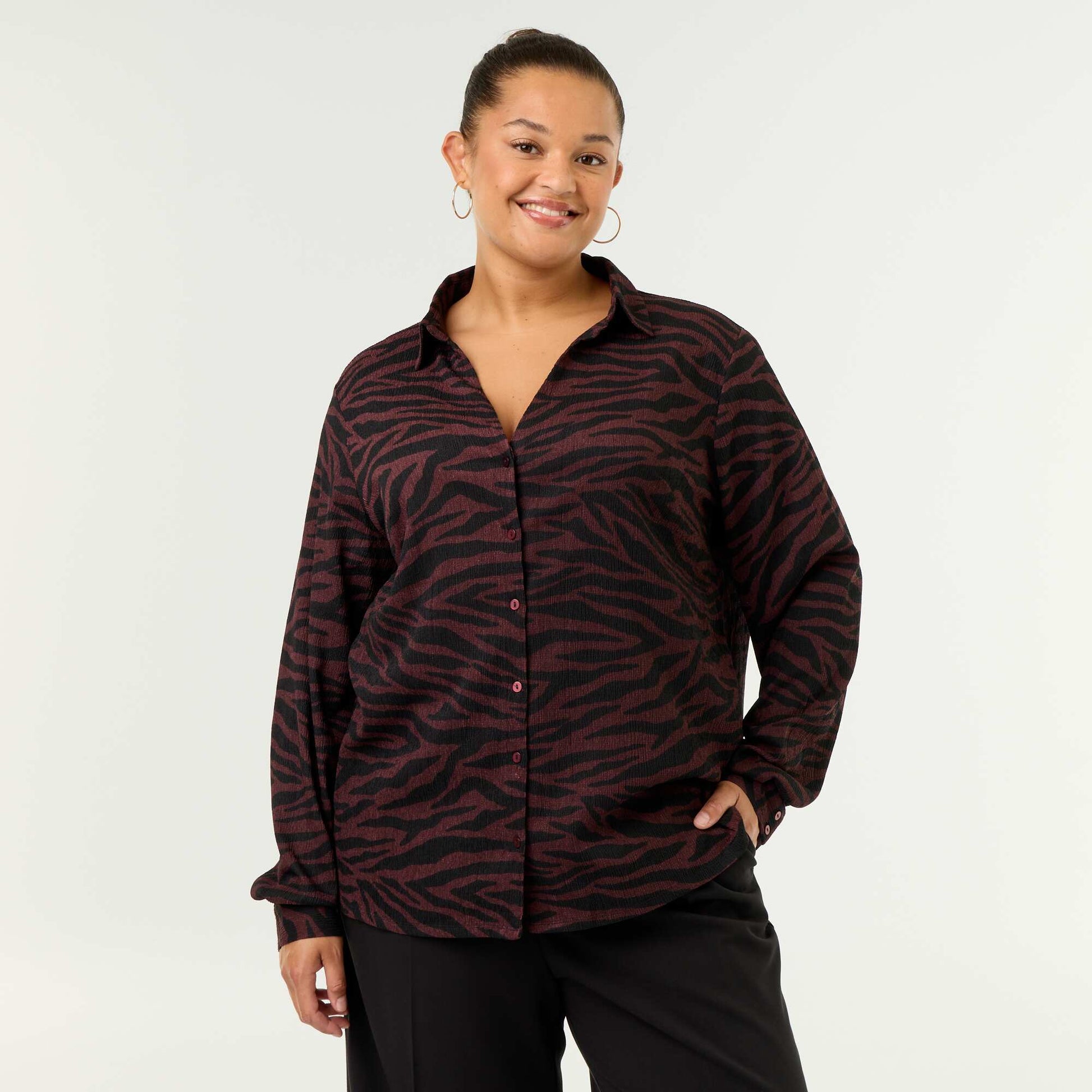 Printed Crêpe Blouse PURPLE