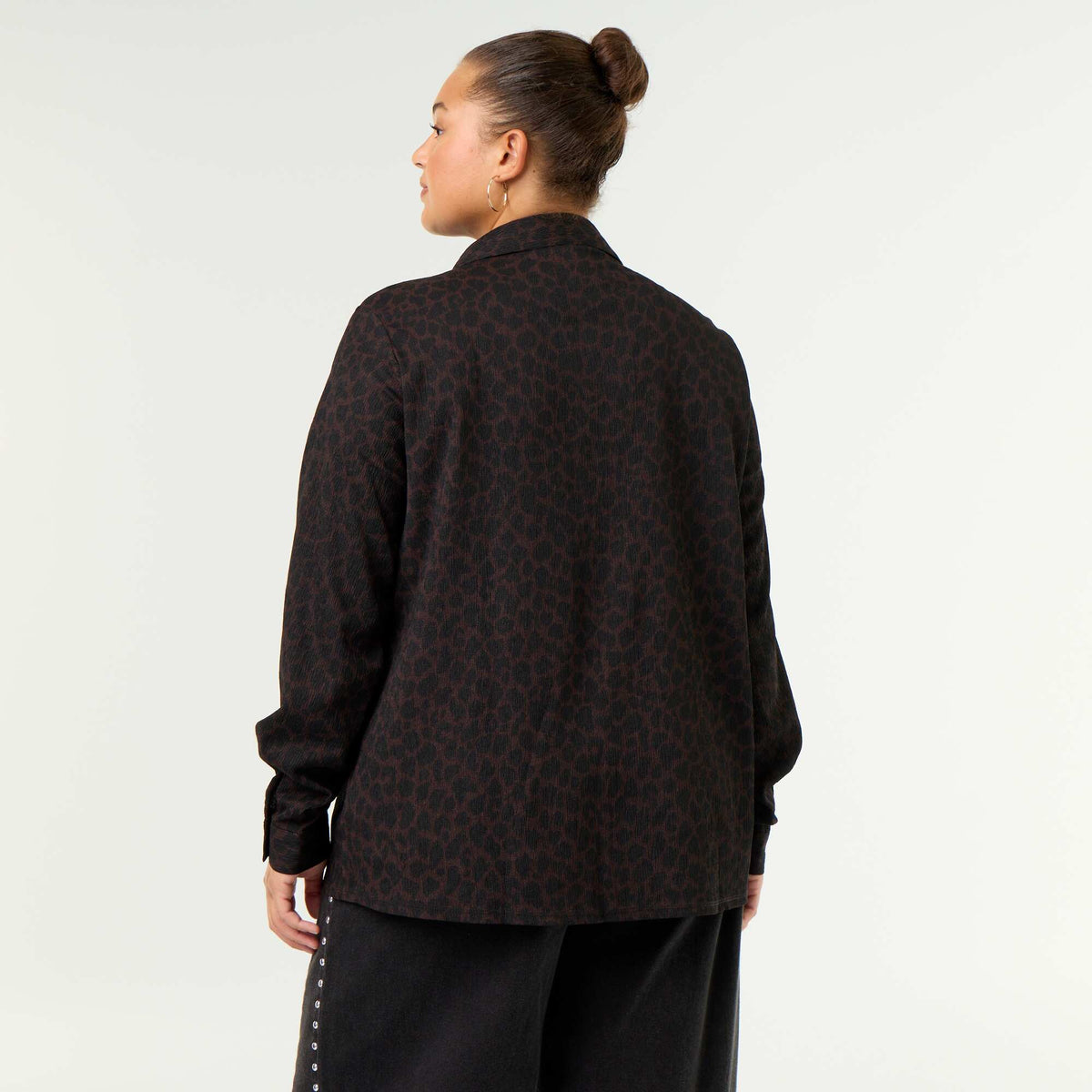 Printed Crêpe Blouse BROWN