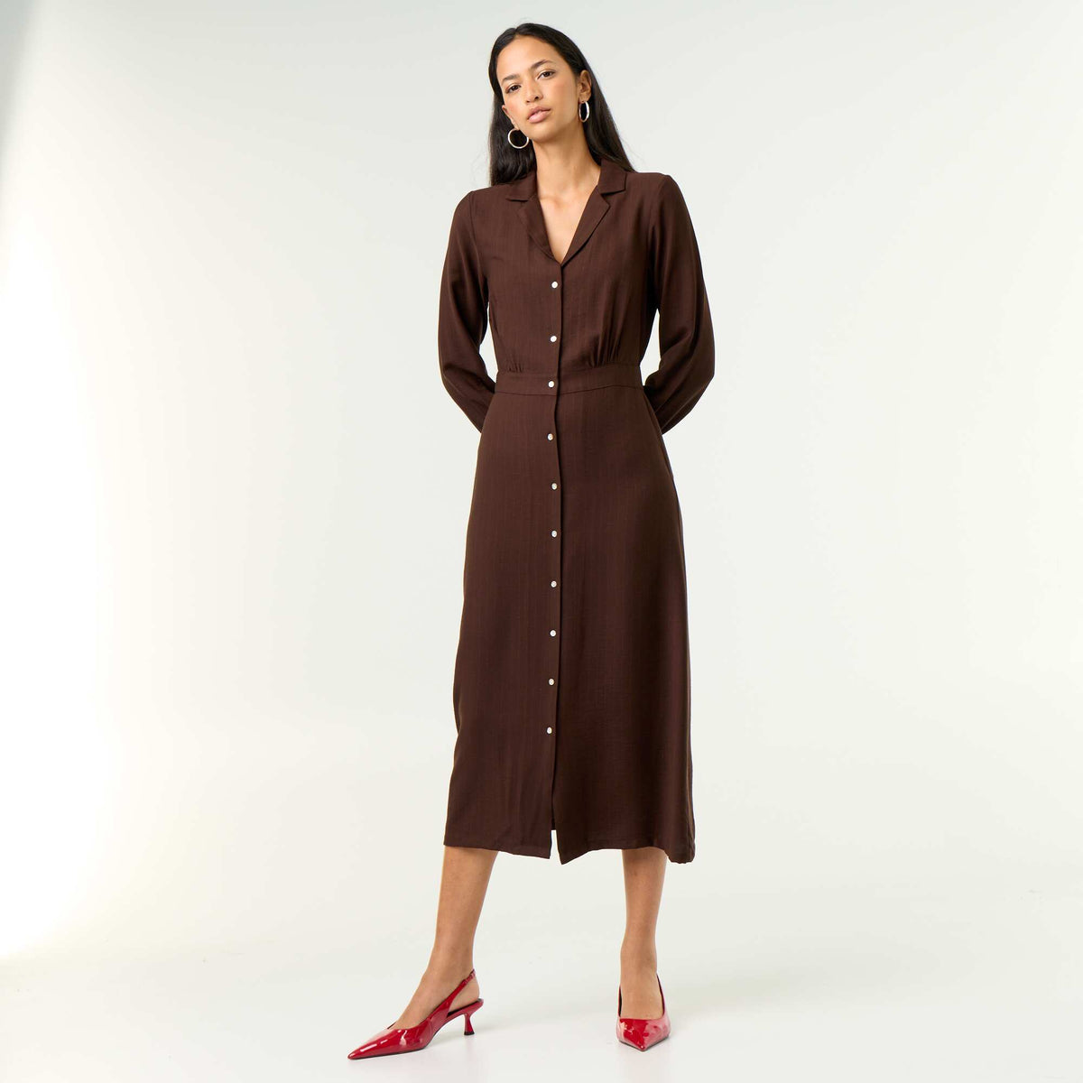 Long Shirt Dress BROWN