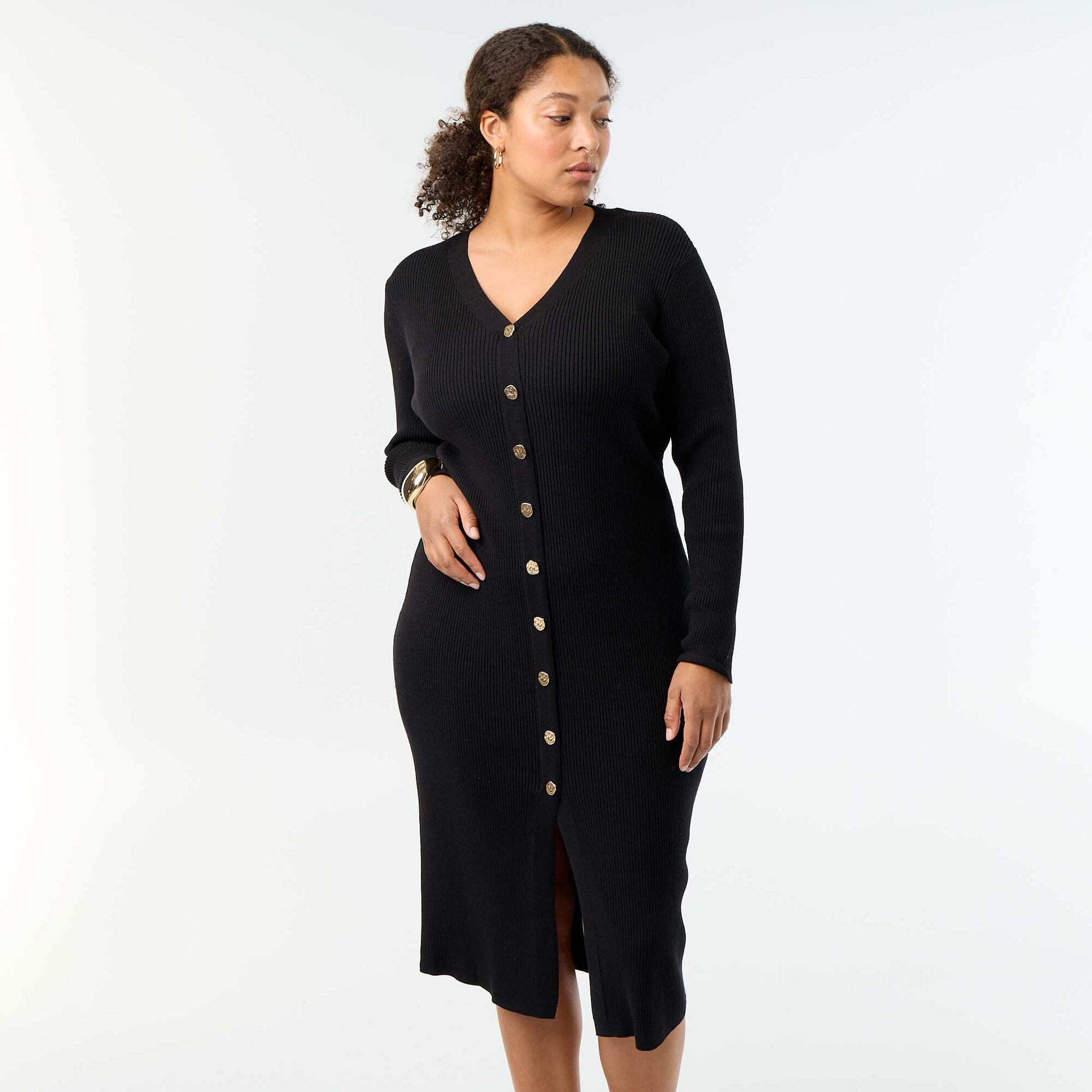 Long ribbed dress BLACK